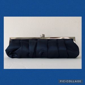 Nina Navy Clutch with Silver Accents